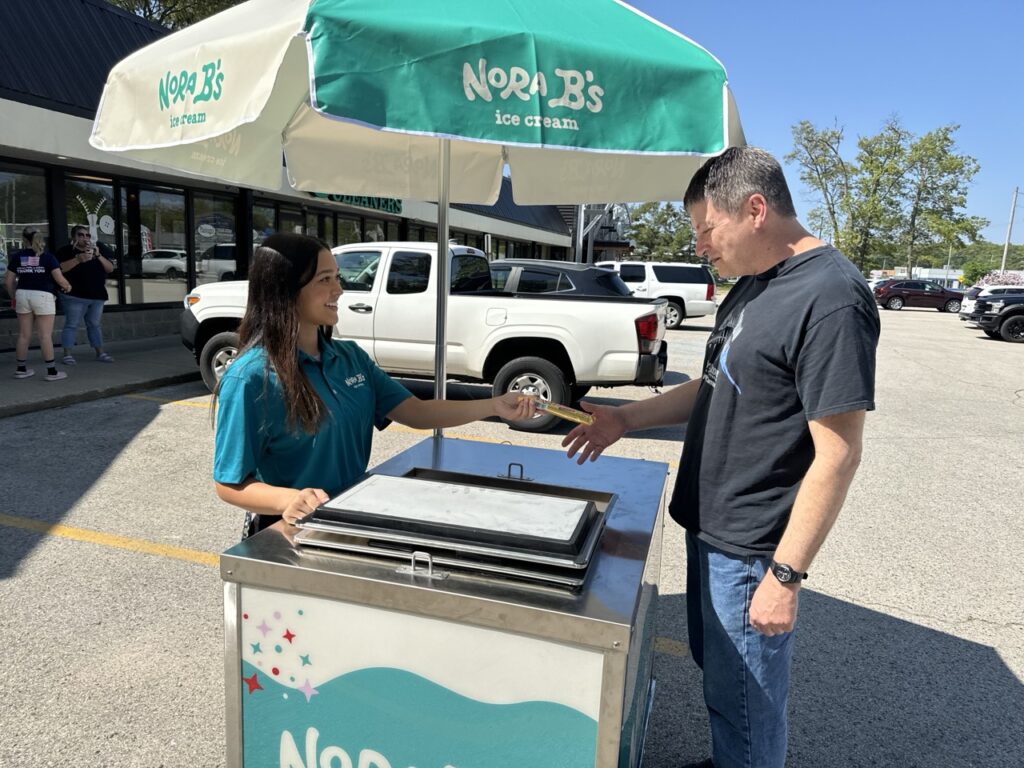 Handing out ice cream out of cart in Florida